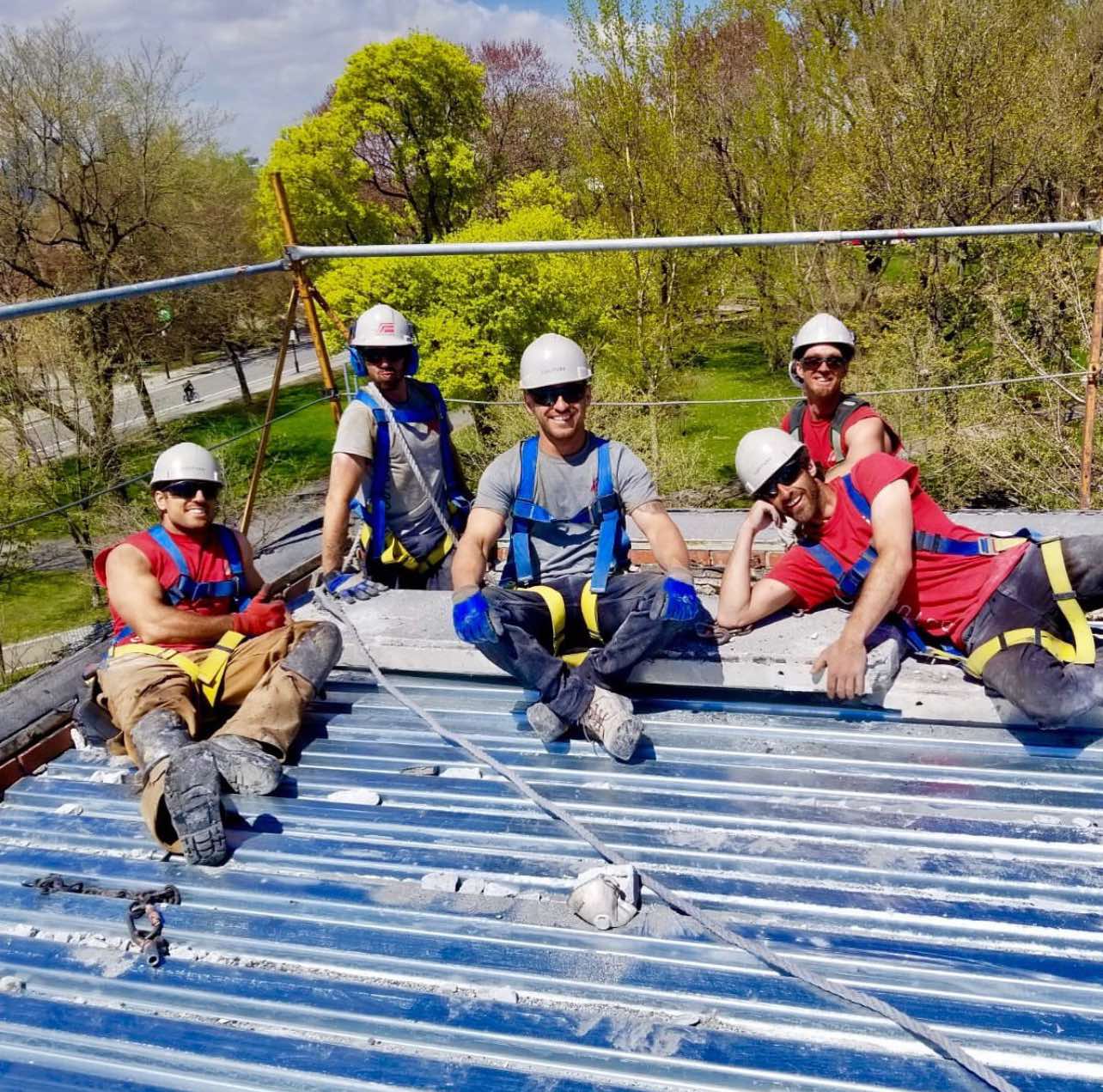 Alter Phase Roofing team photo taken on a worksite in Staten Island, NY